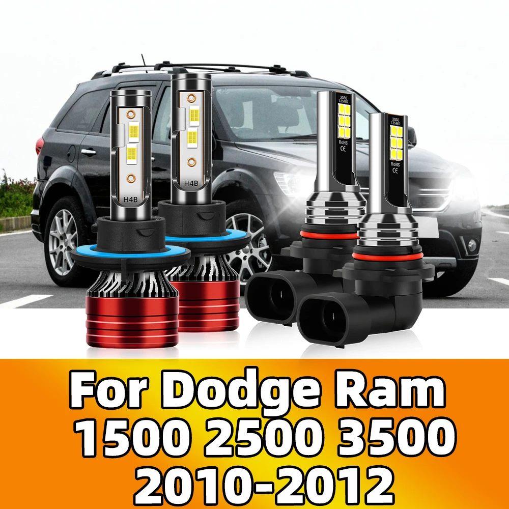 For Dodge Ram 1500 2500 3500 2010 2011 2012 LED Headlight 20000LM Hi/Lo Headlamps CSP 12V Auto Car 6000K Front Fog Lamp Bulbs