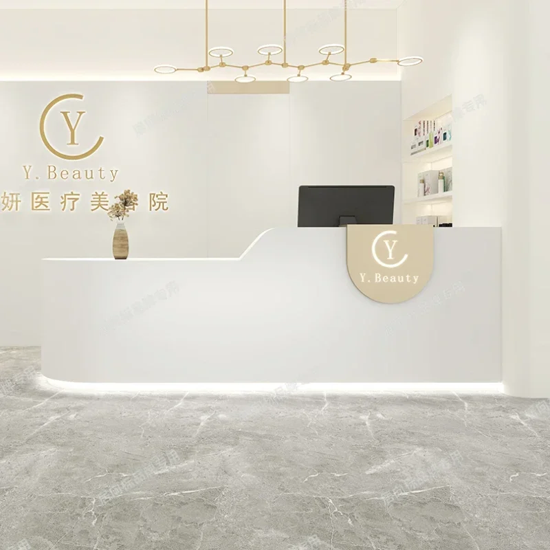 Reception Counter Supermarket Table Business Cosmetics Shop Furniture Salon Entrances Tables Cashier Banco Reception Aesthetic