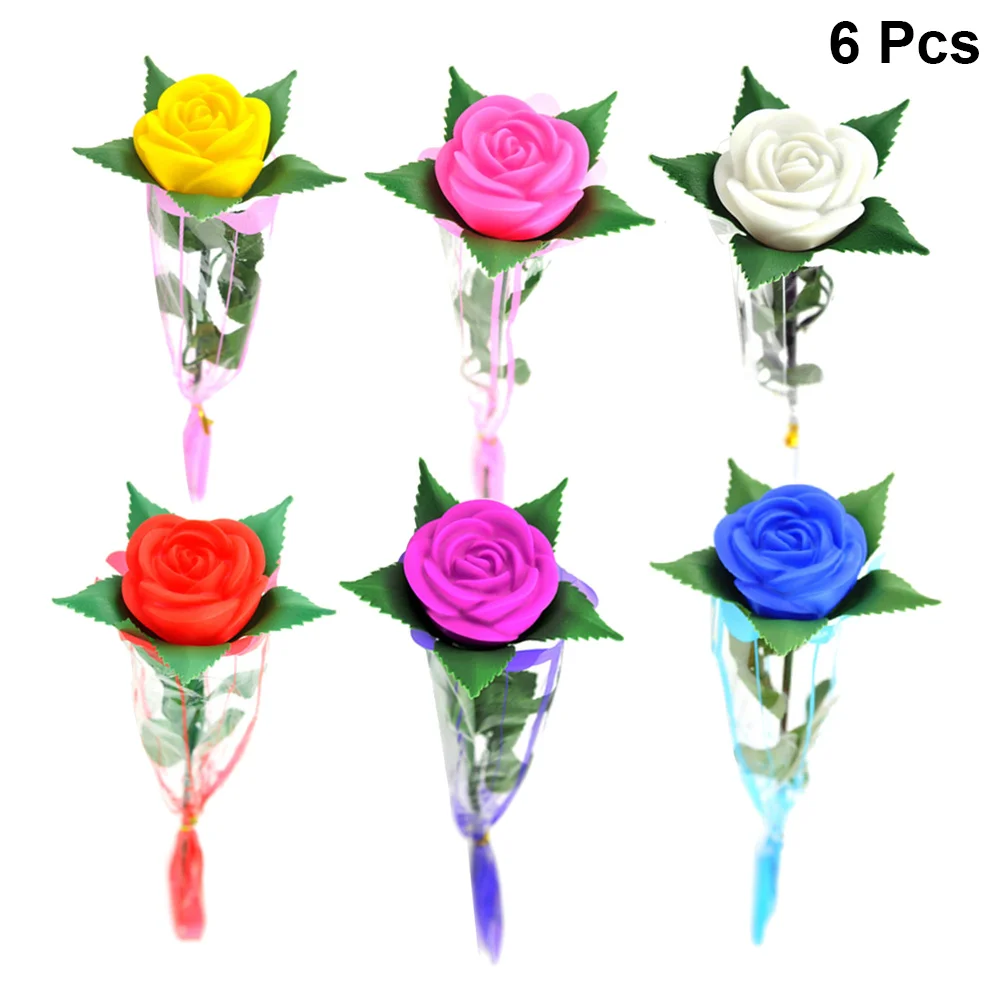 6 Pcs Colorful Rose Bag Valentine's Day Gift Lights LED Commemorate Mixed Colors Gifts for Wife