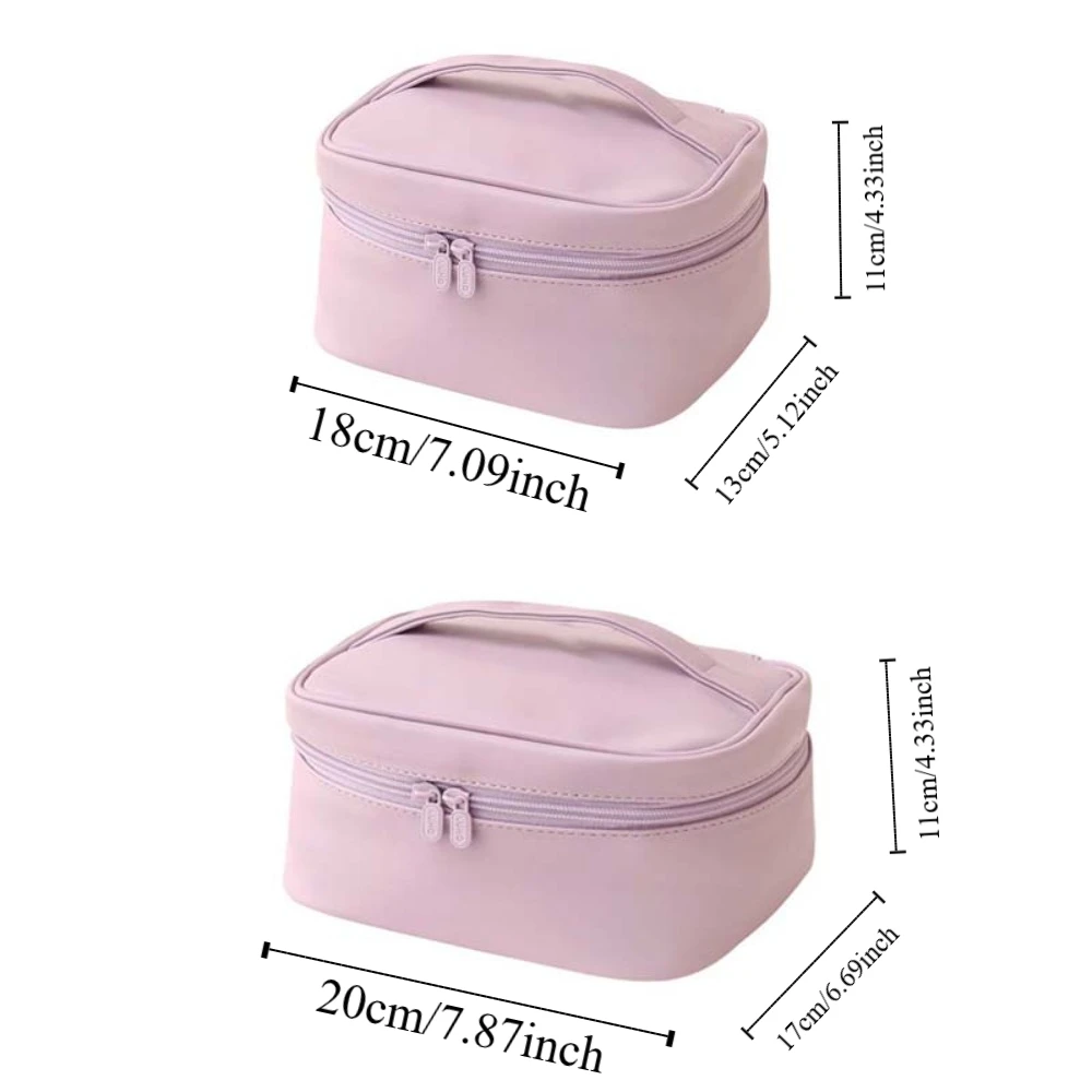 Polyester PU Cosmetic Bag Large Capacity Anti-splash Water Make Up Pouch Bag Three-dimensional Green Solid Color Storage Handbag