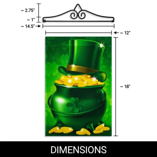 Garden Flag Pot of Gold and Hat 12x18IN & Hanger 14IN Printed Poly