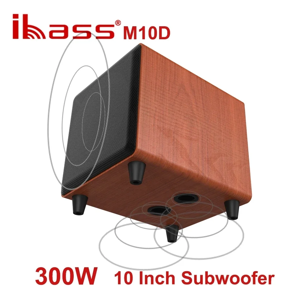 300W High Power Heavy Bass 10 Inch Wooden Active Subwoofer Active TV and Computer Soundbox Home Theatre System Echo Wall Speaker