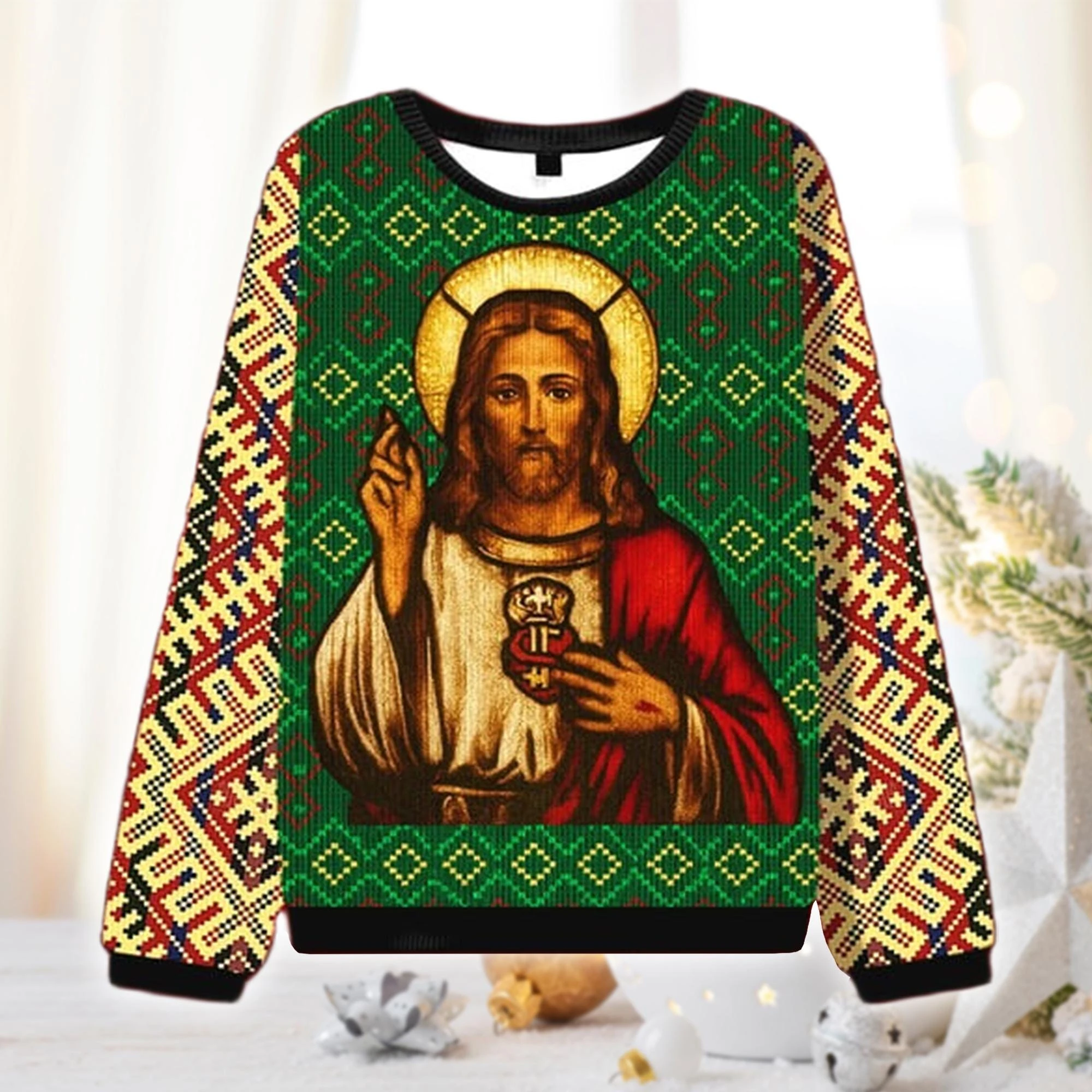 عيد ميلاد سعيد يسوع حفلة عيد الميلاد القبيح سترة مضحك عطلة الدينية البلوز هدايا عيد الميلاد الاحتفال للجنسين الشارع الشهير