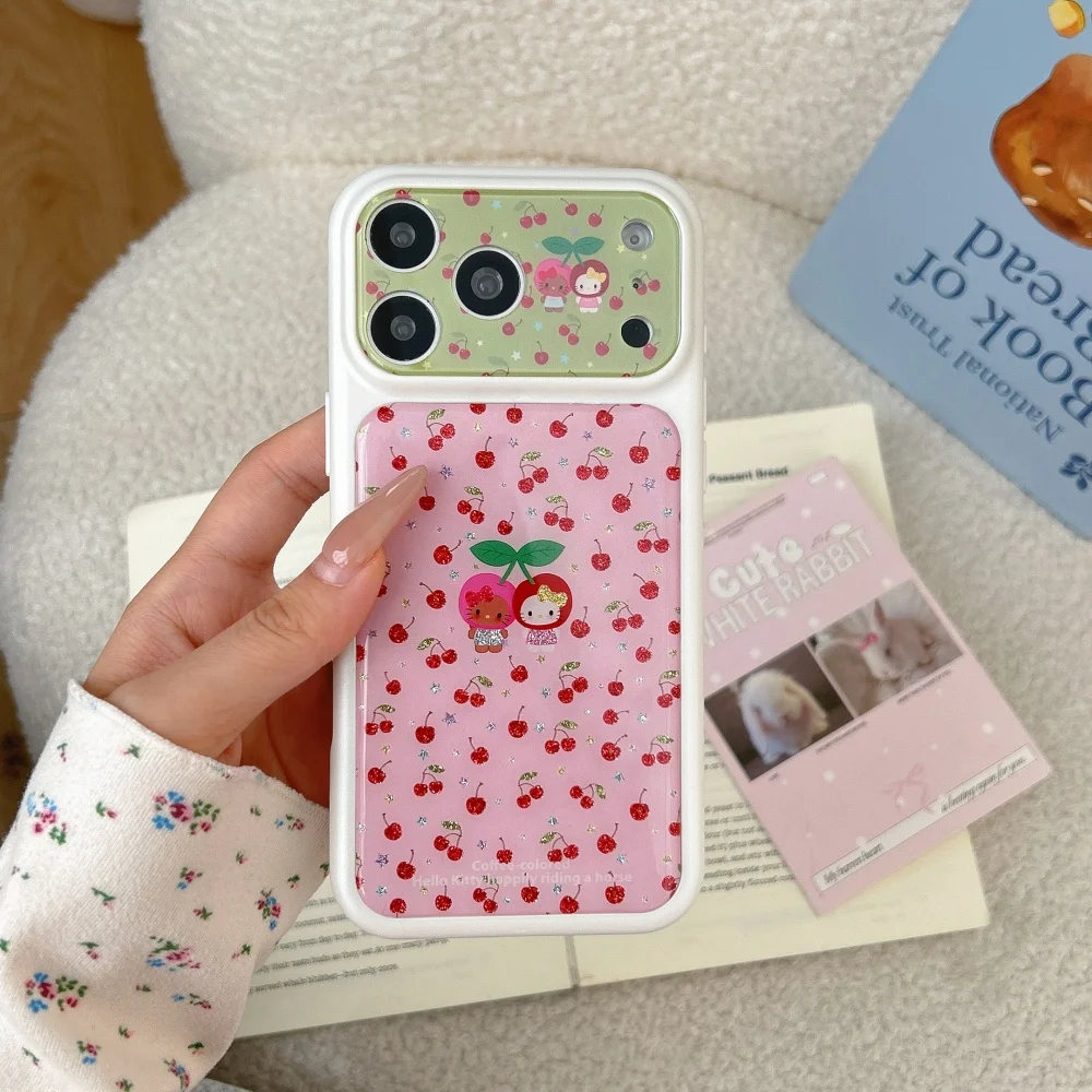 Pink Full Screen Cherry KT Phone Case for iPhone 17 Pro Max 