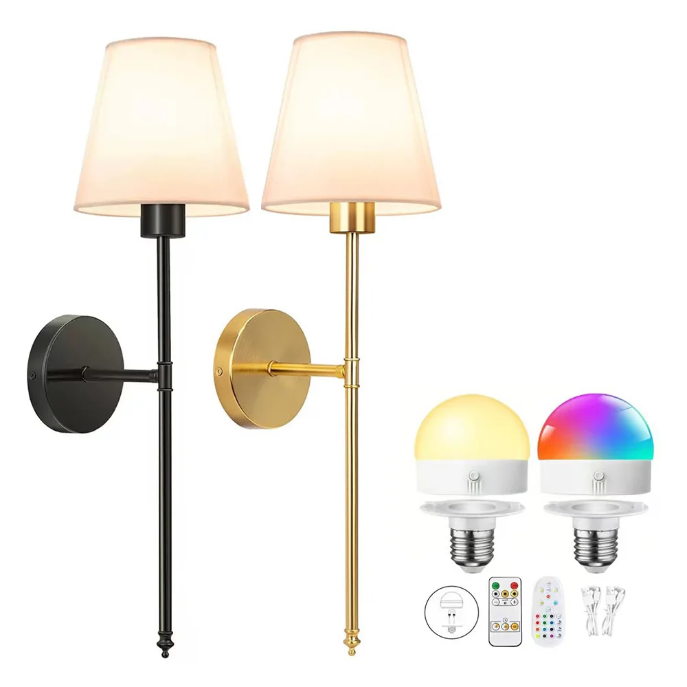 Modern Wireless Wall Lamp, Rechargeable Mood Light, Removable Magnetic Bulb, RGB Dimmable Light—with Remote Control, 12 Colors