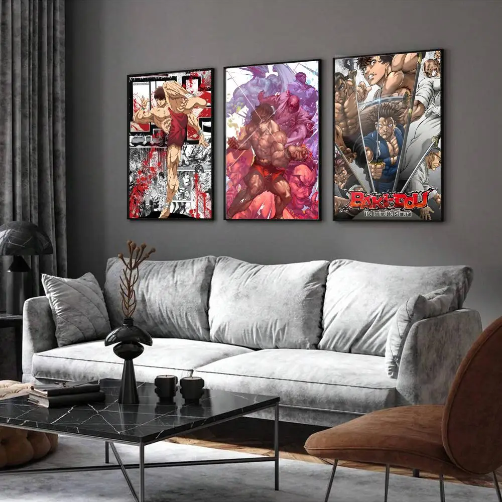 Anime B-Baki the Grappler Poster Home Living Bed Room Bar Hallway Sticky Wall Printing Waterproof Aesthetic Decor