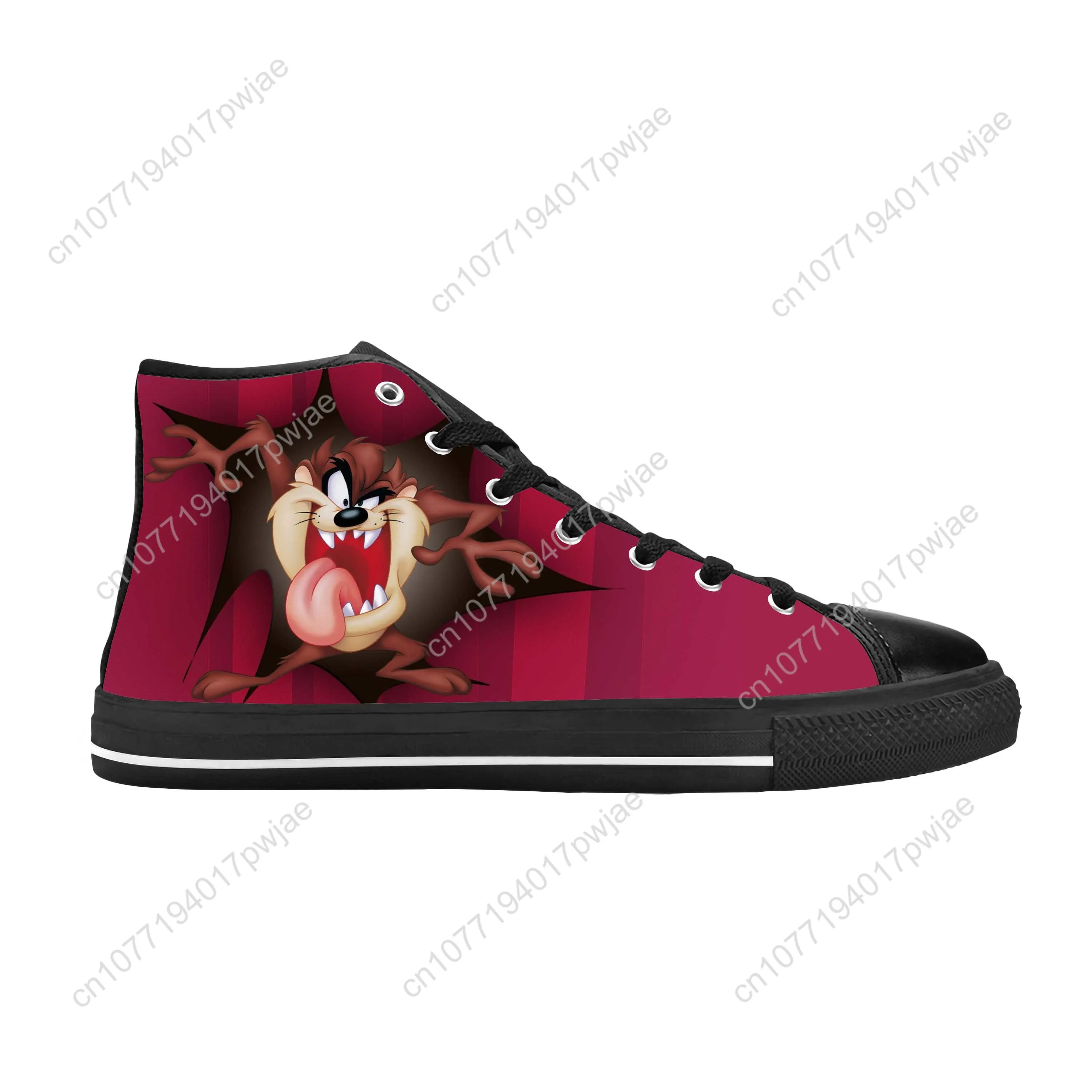 Tasmanian bösen Teufel Anime Cartoon Manga Comic lässig Stoff Schuhe High Top bequeme atmungsaktive 3D-Druck Männer Frauen Turnschuhe