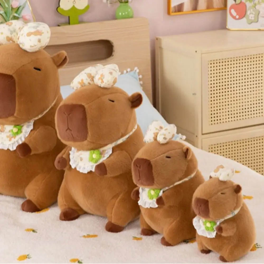 

Creative Bow Capybara Plush Doll Simulation Bib Capybara Plush Toy Soft Cartoon Capibara Fluffty Doll Christmas Toy