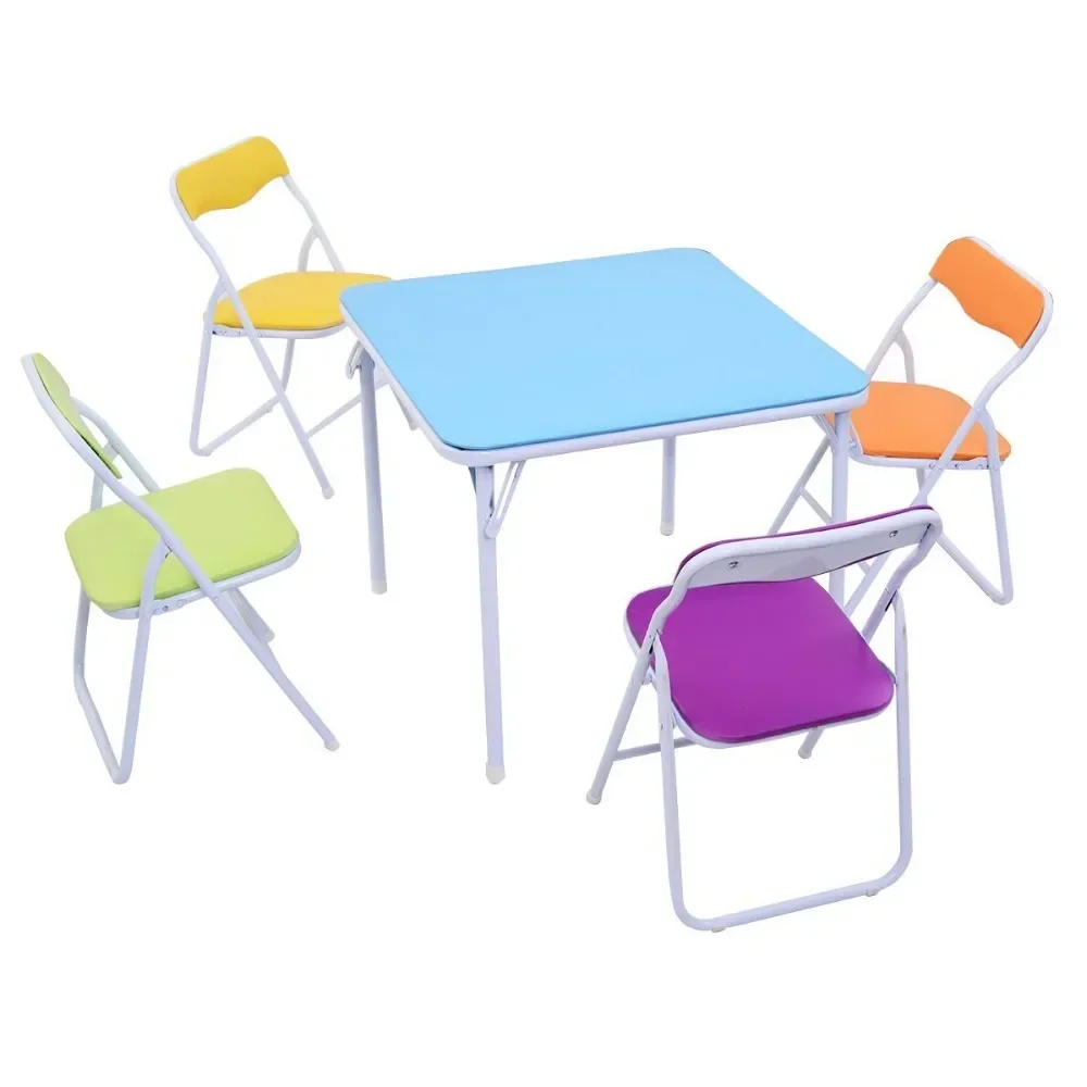 2026 Cheap colorful  folding metal kids study party tables chairs set for children