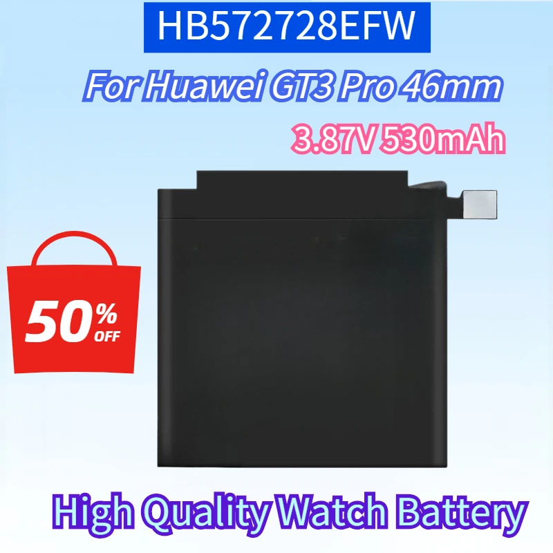 

New HB572728EFW 3.87V 530mAh High Quality Smart Watch Battery for Huawei GT3 Pro GT3Pro 46mm Rechargeable Battery