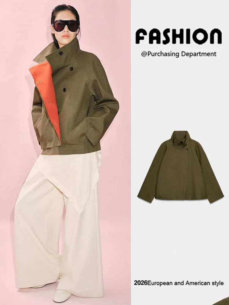 

Весенняя новинка: Женская модная короткая куртка с длинным рукавом и высоким воротником ZA2026 – универсальная элегантная ветровка для повседневной носки