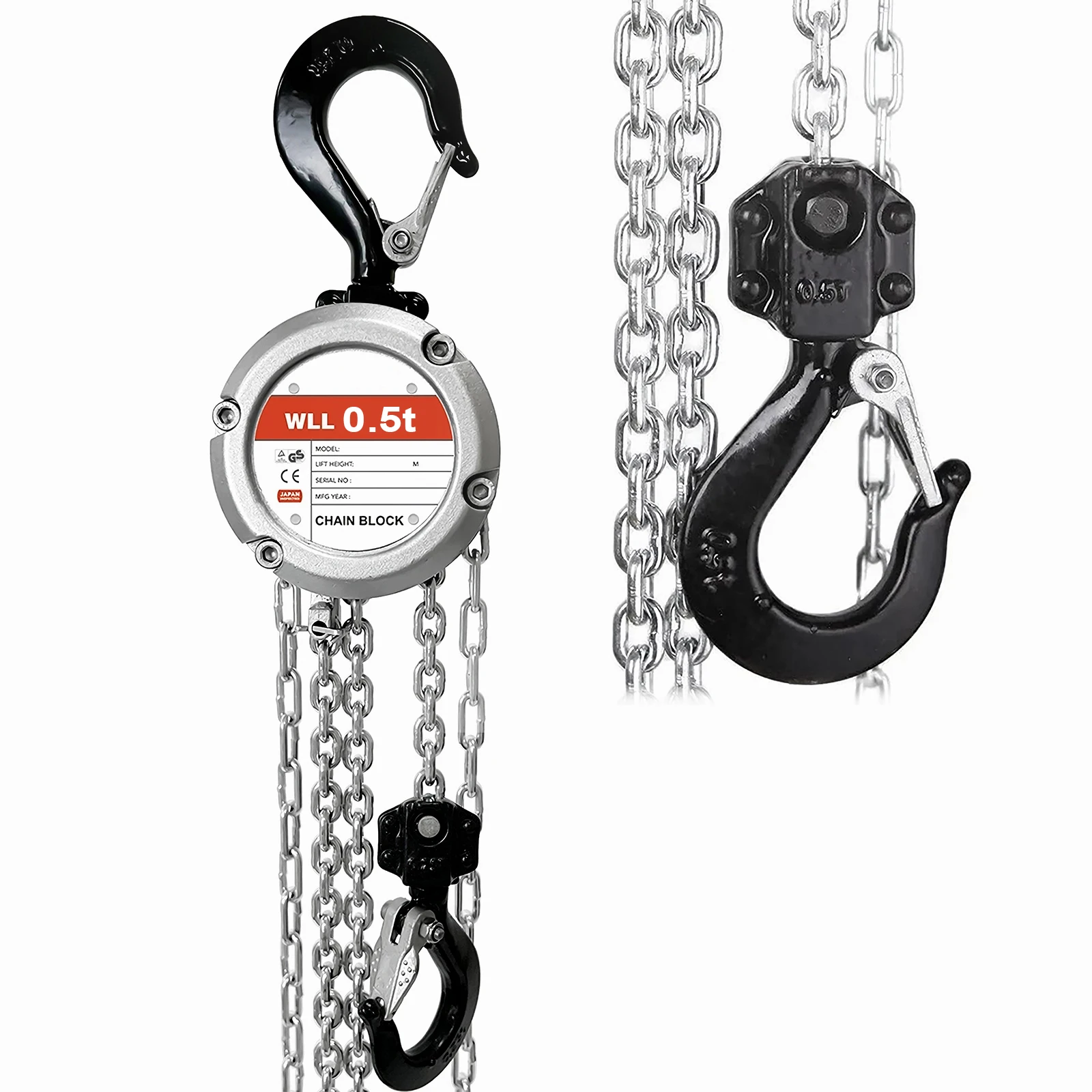 0.5 Ton Aluminum Alloy Chain Hoist Portable 360 Degrees Mini Lift Gourd For Warehouse Building Automotive Chain Block Tightener