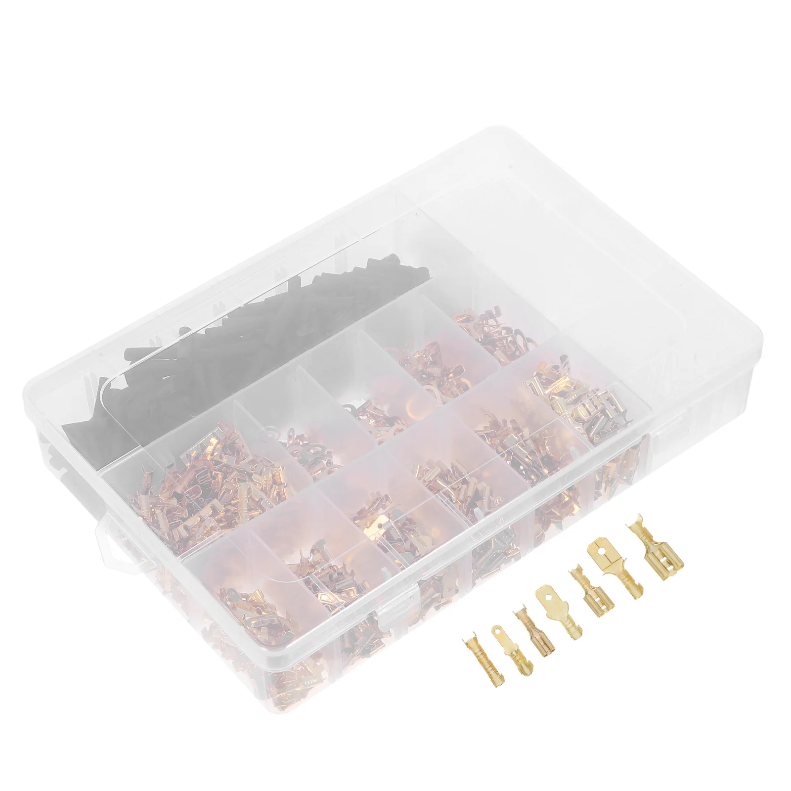 

1050Pcs Insulated Brass Crimp Terminal Kit Male Female Quick Disconnect Heat Shrink Sleeves Car Audio Electrical Wiring