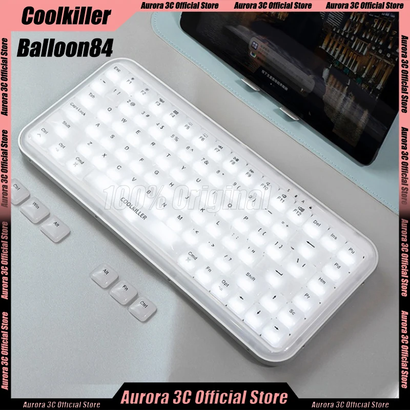 

Coolkiller Balloon84 Mechanical Keyboard Wireless 3 Mode Matte Transparent Low Profile Hot Swap Rgb Office Keyboard For Ipad Mac