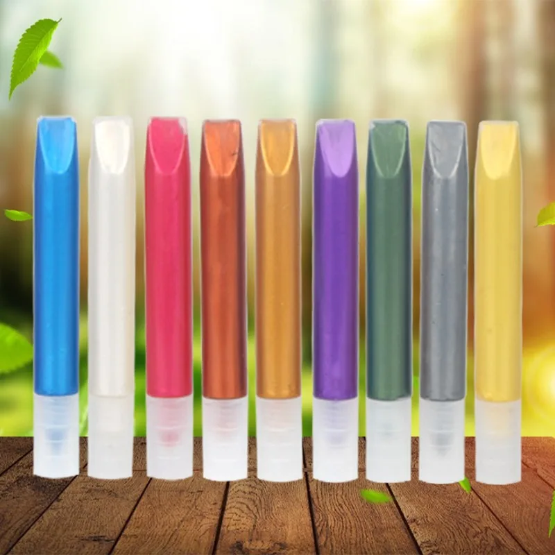 Multicolor 3D Dimensional Glass Outliner Pen Waterproof Hand Drawn Border Shimmer Golden Acrylic Pigment Precise Filling Stain