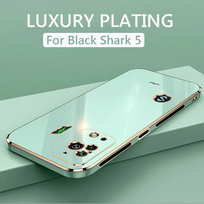 Luxury Square Plating Phone Case On For Xiaomi Black Shark 5 5 Pro Shark5 Pro 5G ShockProof Soft TPU Silicone Back Cover Fundas
