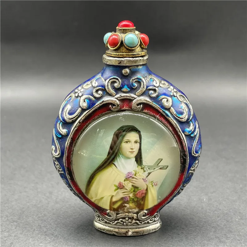 Folk arts and crafts gifts snuff bottle handmade antique painting old snuff bottle living room decoration