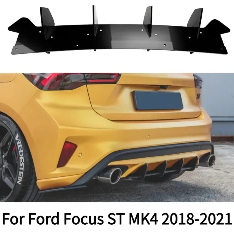 NONGSHI for Ford Focus ST MK4 2018-2021 Car Rear Bumper Diffuser Lip Rear Side Splitters Spoiler Lip Guard Body Kits Accessories
