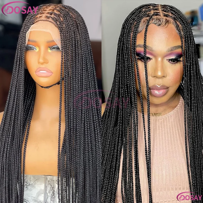 

36 "Corrow Box Braid Wigs Синтетические полные парики фронта шнурка для женщин Без узлов Box Плетение парики для ежедневного использования