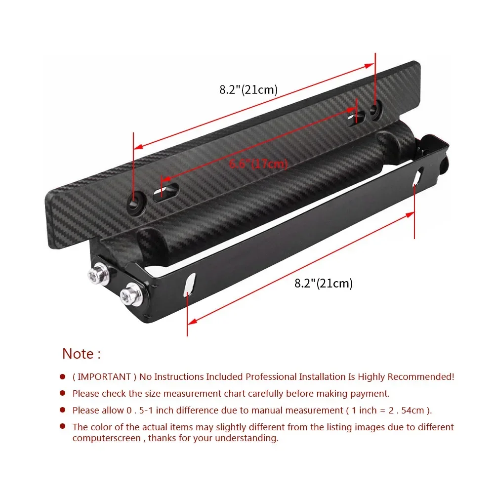 

Car Universal License Plate Frame, Adjustable Carbon Fiber Pattern Holder with Rotating Mount, Racing Number Plate Bracket