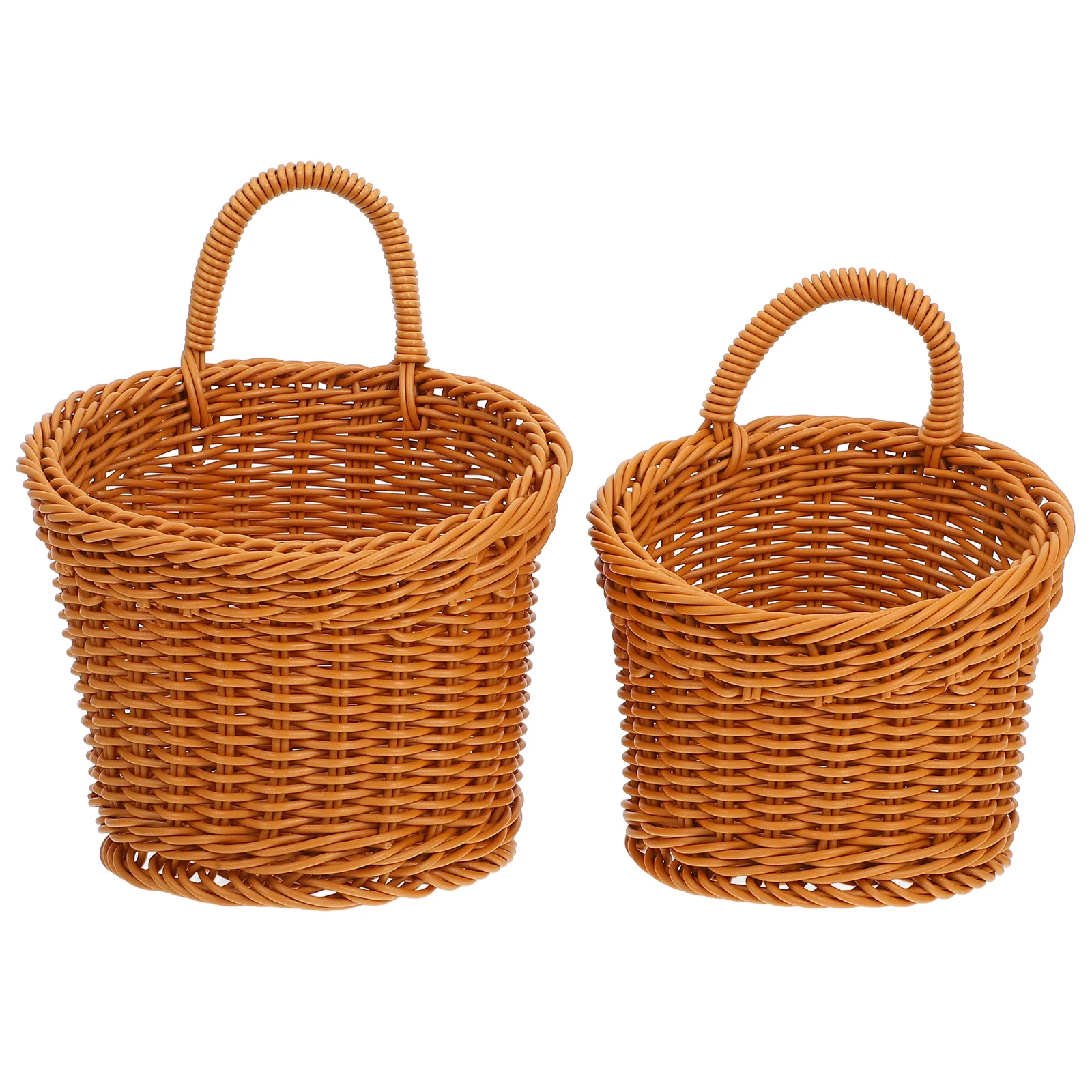 

2pcs Portable Woven Flower Basket Woven Hanging Basket Farmhouse Wall Hanging Basket Vegetable Basket Exquisite Craftsmanship