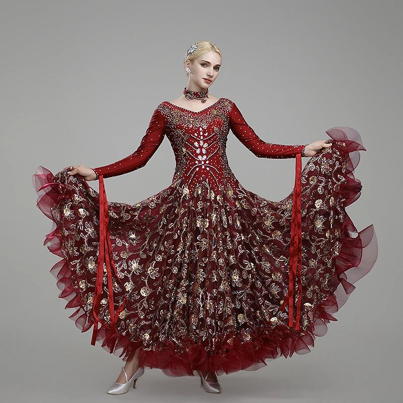 Vestido de baile moderno, traje de baile de salón, grupo de baile de salón, traje de competición de columpio grande