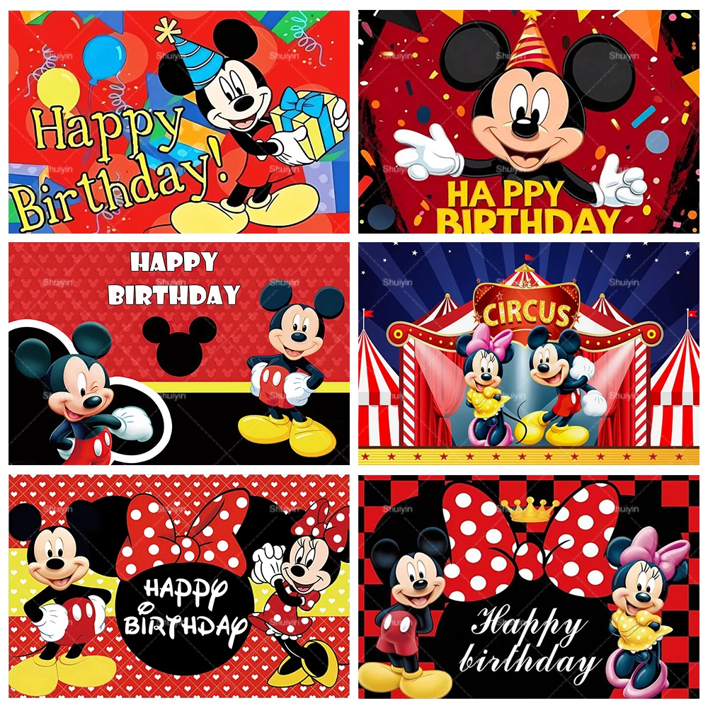 Fondo de Cumpleaños de Mickey Mouse, Decoraciones de Cumpleaños de Mickey y Minnie para Niños, Artículos para Fiestas, Pancarta para Baby Shower, Accesorios para Fotos