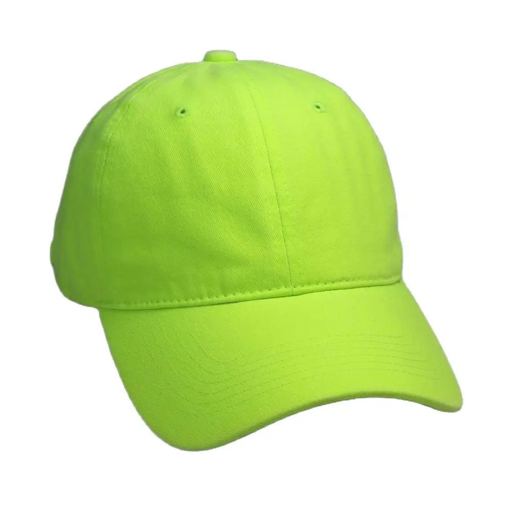 Ladies Mint Green Unstructured Baseball Cap Washed Cotton 6 Panel Ball Cap Retro Women\'s Hats Neon Yellow Neon Pink