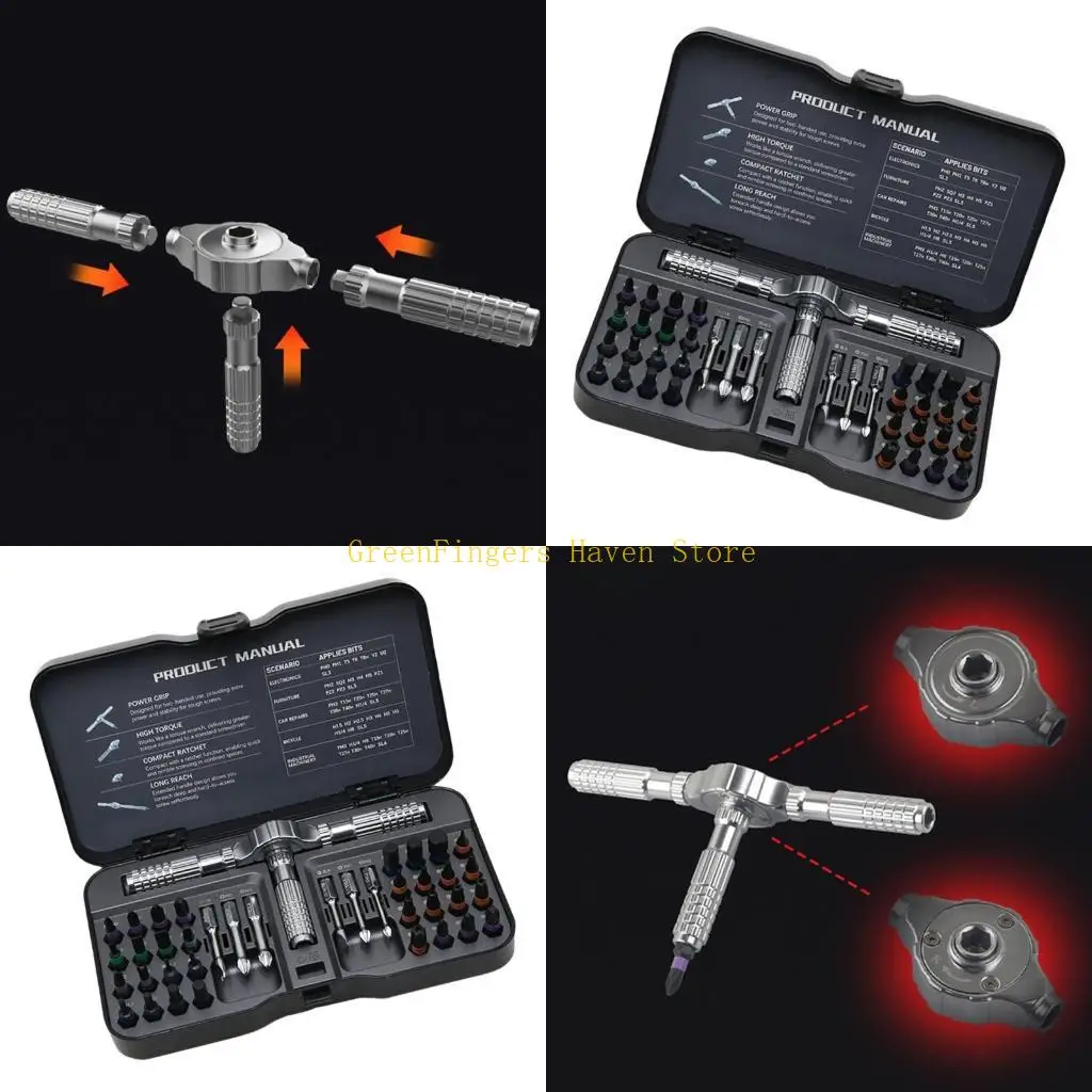 

F68D Ratchet Screwdriver Set Ergonomic Design with Storage Case for DIYer Enthusiasts
