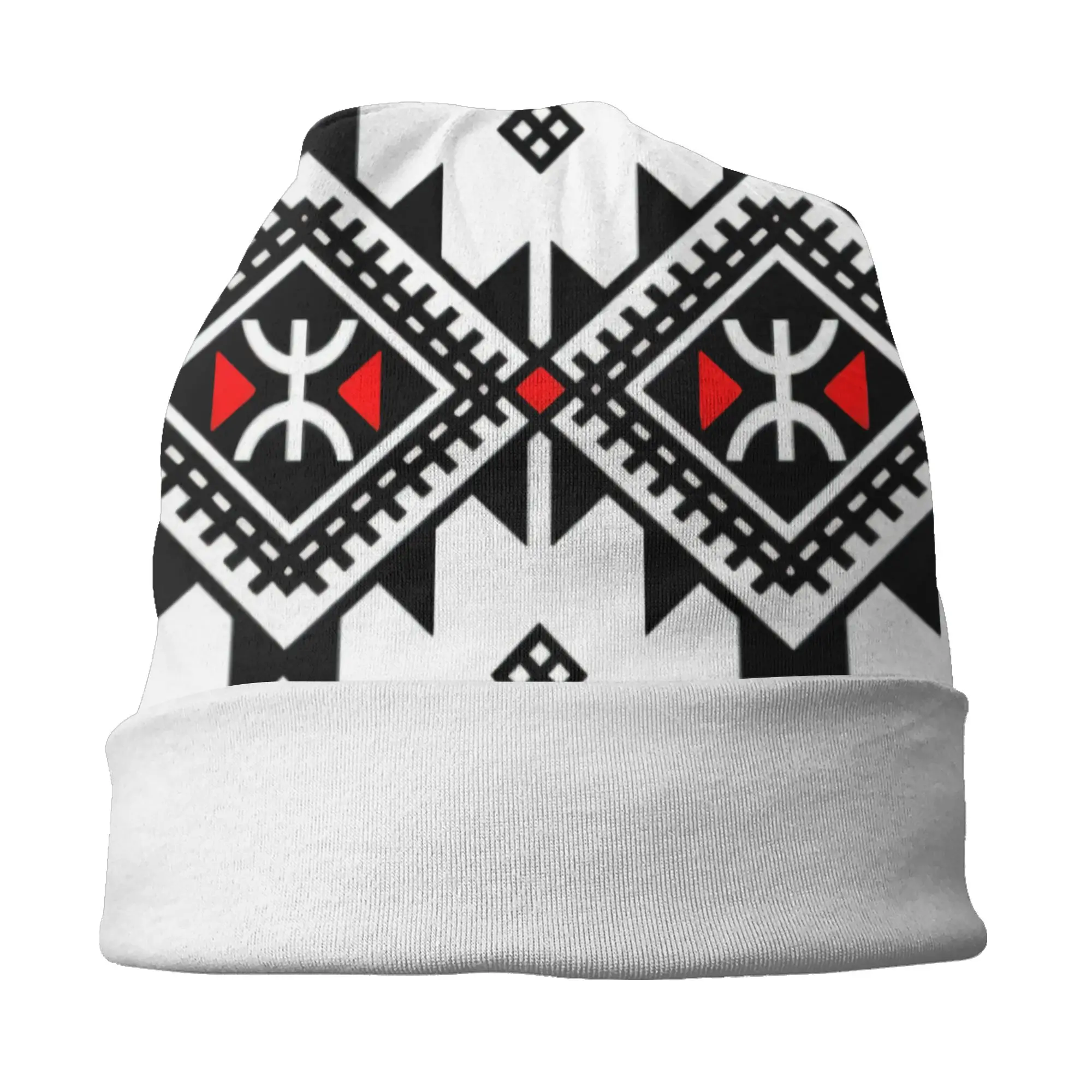 Amazigh Berbere Kabyle Motif Tapis de Souris Skullies Beanies Caps Unisex Winter Warm Knitting Hat Bonnet Hats Outdoor Ski Cap