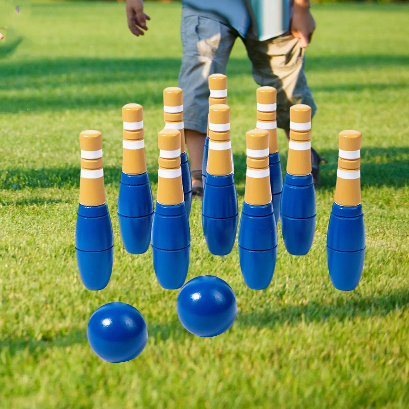 Wood Kids Bowling Toy Family Game Prop Educational Backyard Early Development Bowling Game for Garden Gifts Sport Play Toy Floor