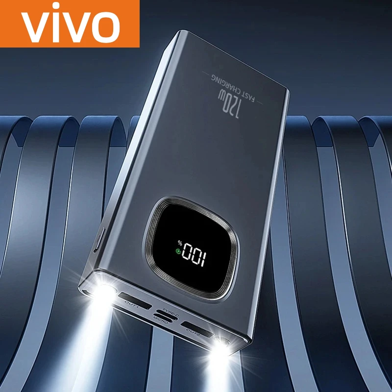 VIVO 200000mAh قوة البنك 120W شحن سريع سعة كبيرة LED شاشة ديجيتال بطارية خارجية محمولة آيفون سامسونج
