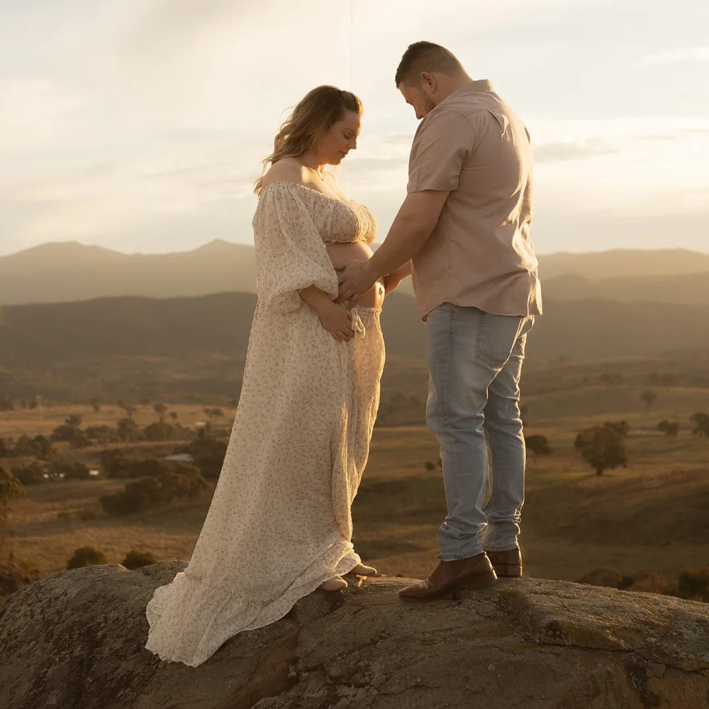Dwuczęściowy zestaw ciążowy z szyfonu w kwiaty, sukienka w stylu boho do sesji zdjęciowych, sukienka ciążowa do sesji zdjęciowych dla kobiet.