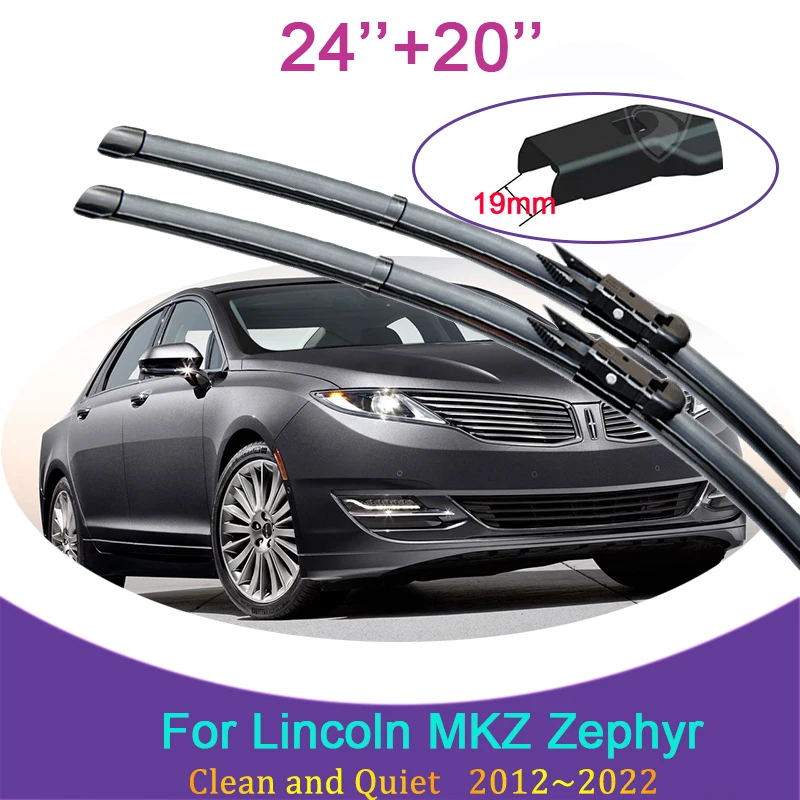 

for Lincoln MKZ Zephyr 2012~2022 2017 2018 2019 Frameless Rubber Wipers Snow Scraping Front Windshield Brushes Car Accessories