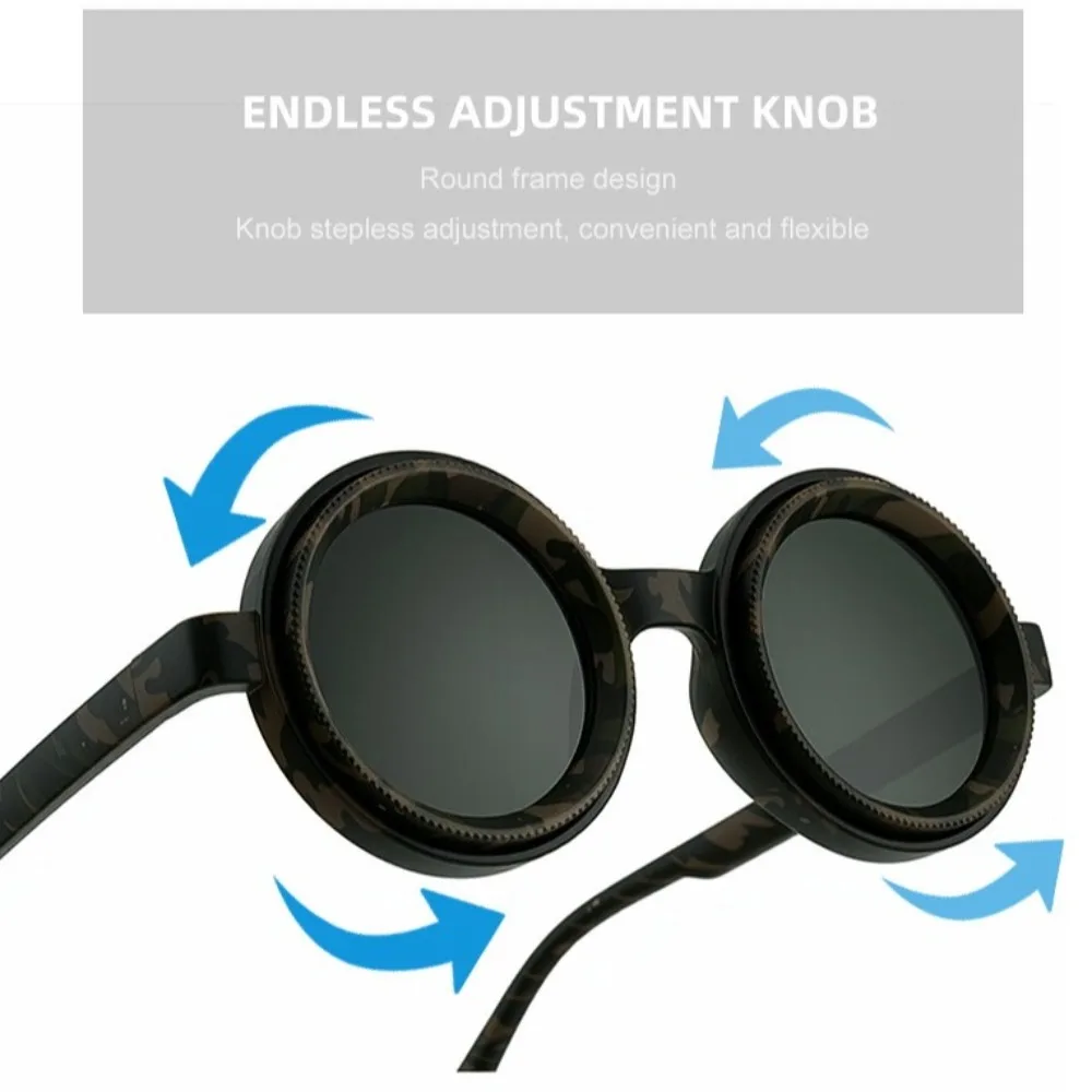 Gafas de Sol Redondas con Filtro ND Ajustable ND2-400 de 9 Niveles, Protección UV400 para Pesca y Actividades al Aire Libre