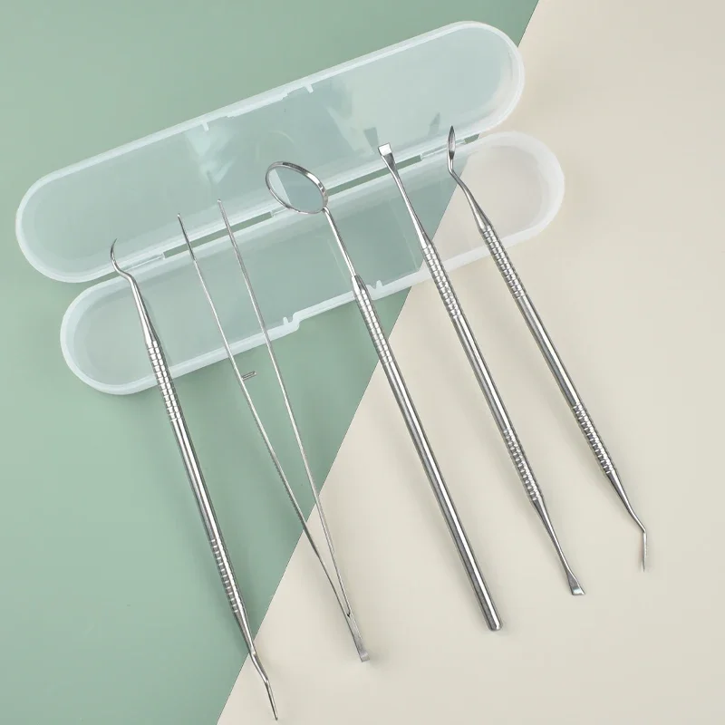 

Dental Mirror Oral Care Tool Teeth Cleaning Tweezers Probe 5Pcs/kit Oral Hygiene Care Cleaning Tools