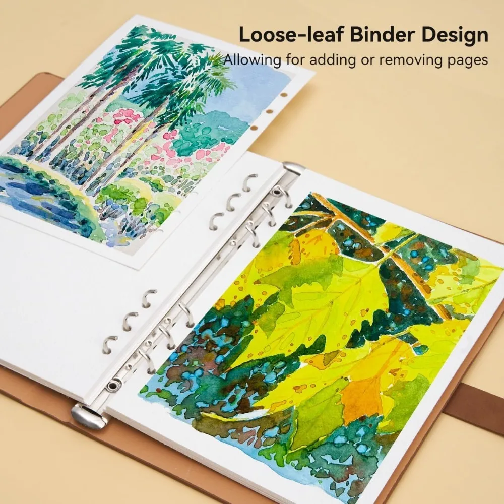 دفتر رسم بالألوان المائية الخفيفة A5 100% مجلة ألوان مائية خالية من حمض القطن 300gsm/140lb ضغط بارد 20 ورقة للفنانين