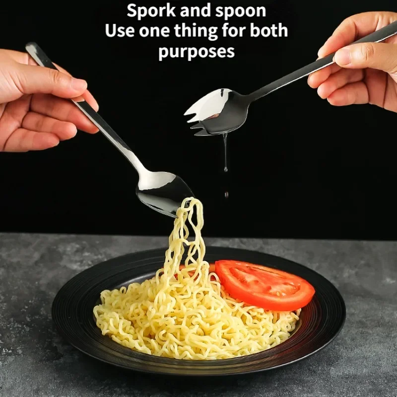 304 Stainless Steel Fork Household Spork Spoon One Salad Spoon Cake Fruit Fork Western Fork Tableware