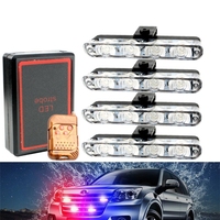 12V 4pcs=1set Car 16 LED Flashing Grille Light Police Strobe Light Dash Emergency Warning Lamp For Trucks