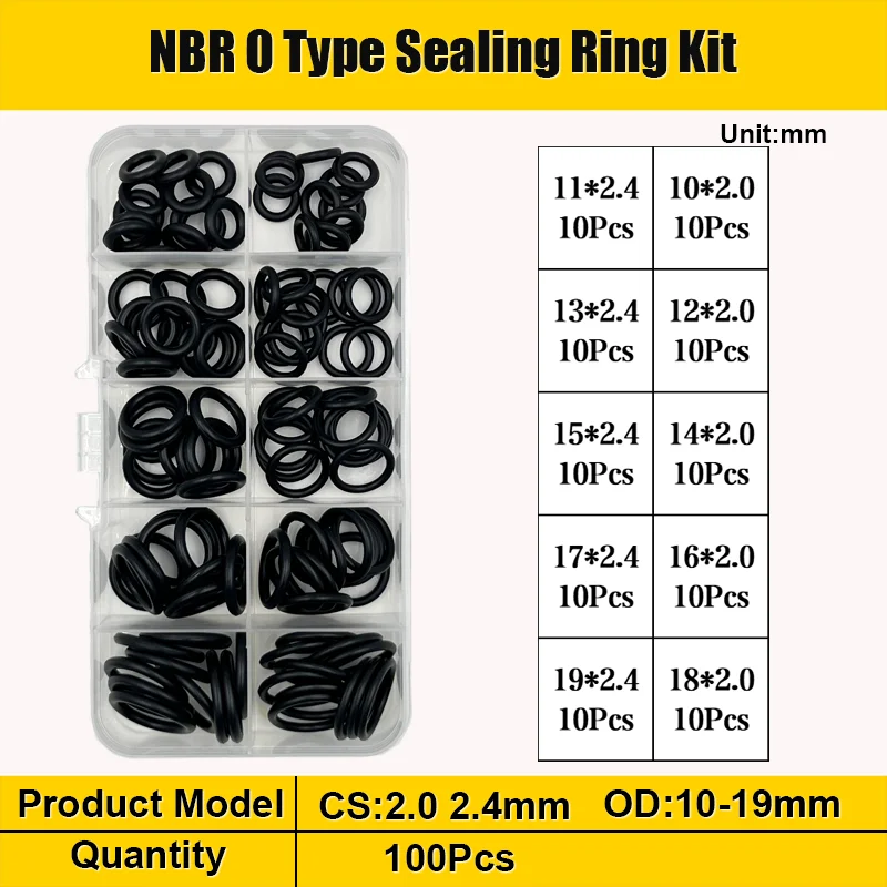 NBR O-Ring Nitrilkautschuk Schwarz O-Ring Öl Verschleißfeste wasserdichte Dichtung Wasserhahn Rohr Auto Sanitär Pneumatische O-Ring Kit – Detail 19