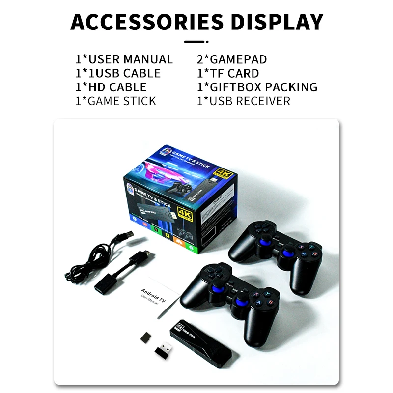 Powkiddy y3 Videospiel konsole 4k hd 2,4g drahtloses Spiel TV-Stick 3d Retro-Gaming ps1 unterstützen Multiplayer-Online-Spiele Kinder Geschenk