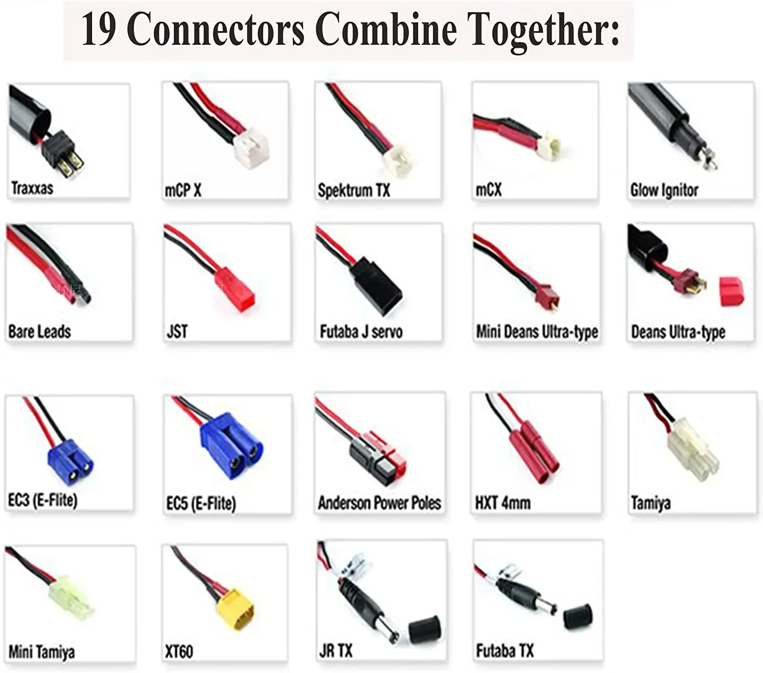 19IN1ชาร์จสายเคเบิลอะแดปเตอร์19 in 1, EC3 XT60 EC5ทามิยะ hxt สำหรับเครื่องชาร์จ B6 B6AC IMAX