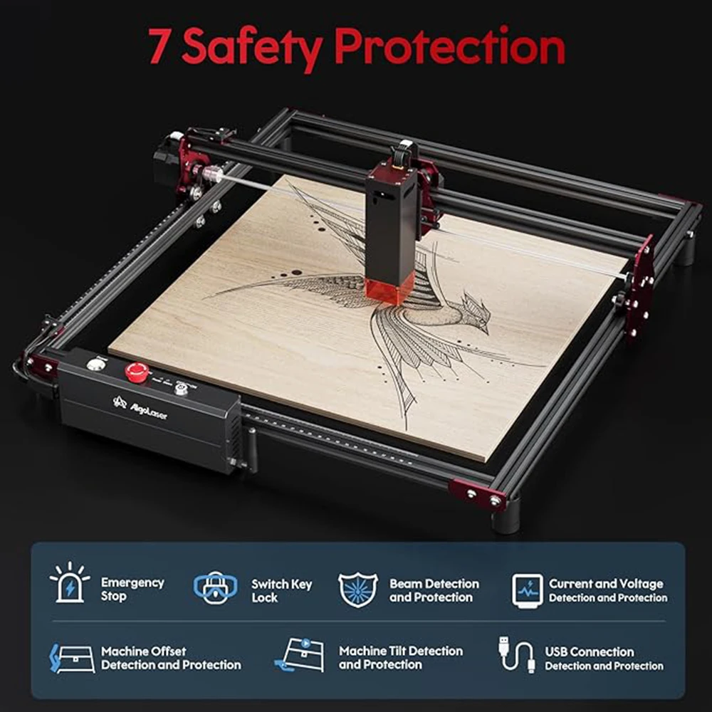 Imagem -02 - Algolaser-laser Gravador Cortador Máquina de Gravura com Rolo Rotativo Opcional Painel Raiser Bomba de ar Kit Faça Você Mesmo 5w 10w