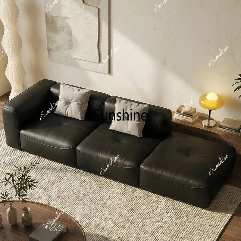 Tofu block split free module combination medium and small apartment leather sofa