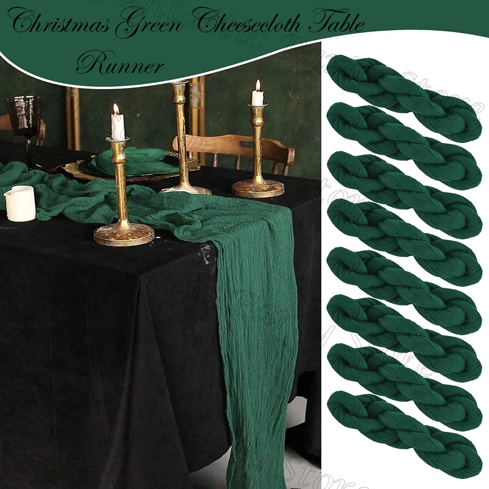 Christmas Green Table Runner Cheesecloth Boho Rustic Gauze Cheesecloth Table Runner Christmas Party Birthday Shower Home Decor