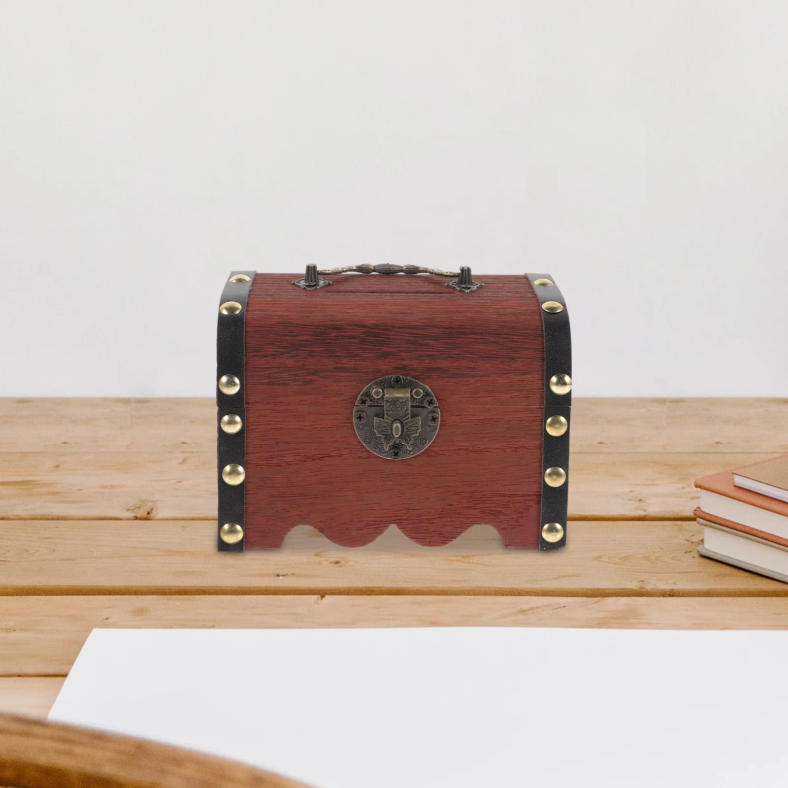 Wooden Piggy Bank Retro Treasure Box Lock Money Saving Jar Vintage Coin Bank Kids Gift Saving Money Jar Retro Trinket Case