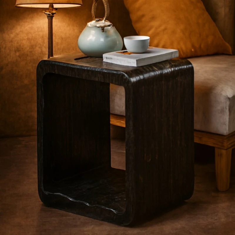 

BM139 Табурет из обожженного дерева Charred Wood Низкий табурет-органайзер для гостиной и прихожей японский стиль ваби-саби