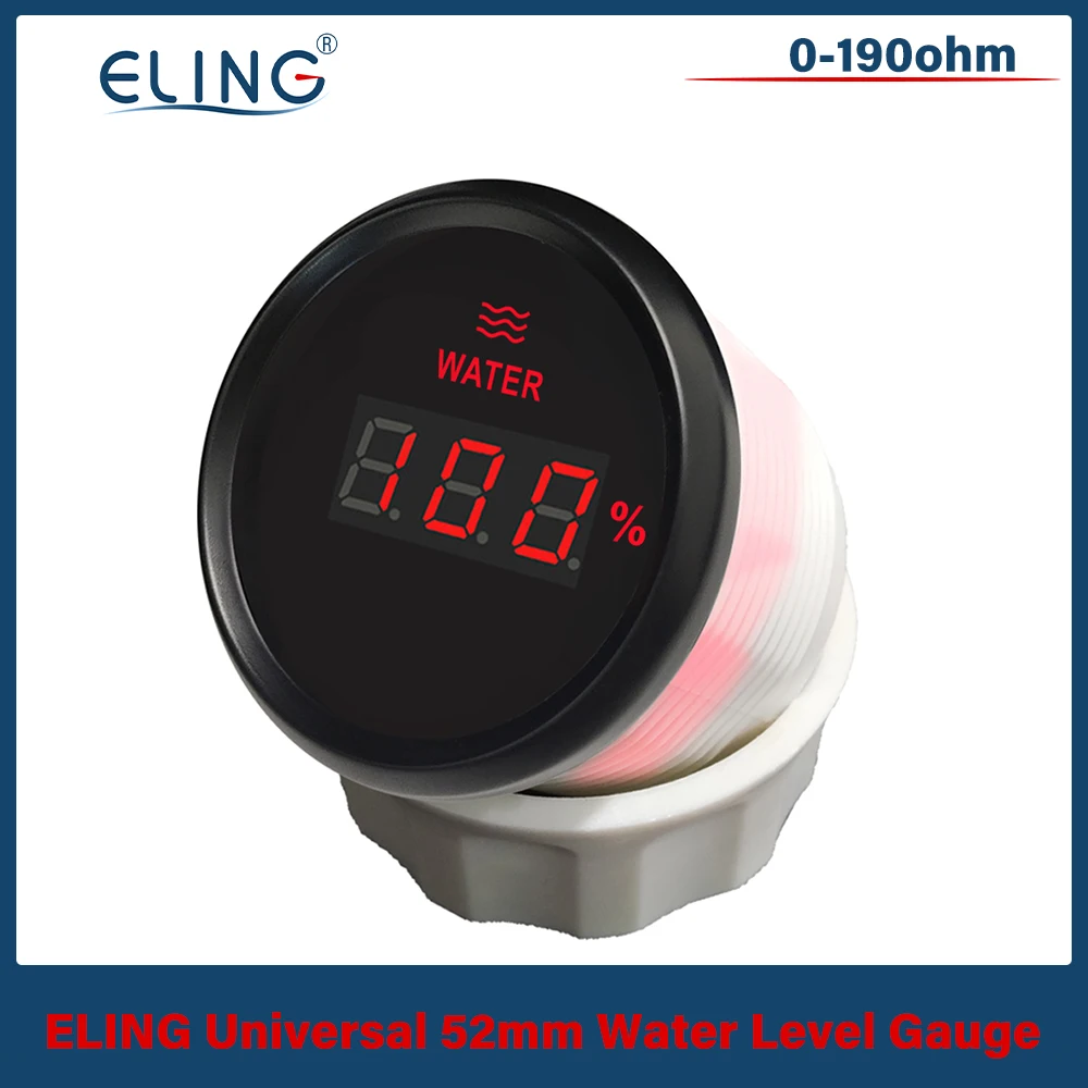 ELING 52mm Water Level Gauge Signal 0-190ohm 240-33ohm with Red Backlight for Car Marine Boat Motorcycle