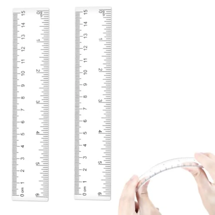 6 Inch Clear Ruler for Students and Teachers, Transparent Plastic, Dual-Scale Measuring Tool in Clear Color for Classroom, Offi