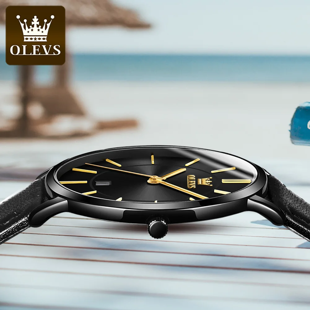 Olevs 5869 simples relógio de quartzo original para homens caso fino à prova dwaterproof água calendário homem relógio de pulso 40mm dial marca superior moda relógio